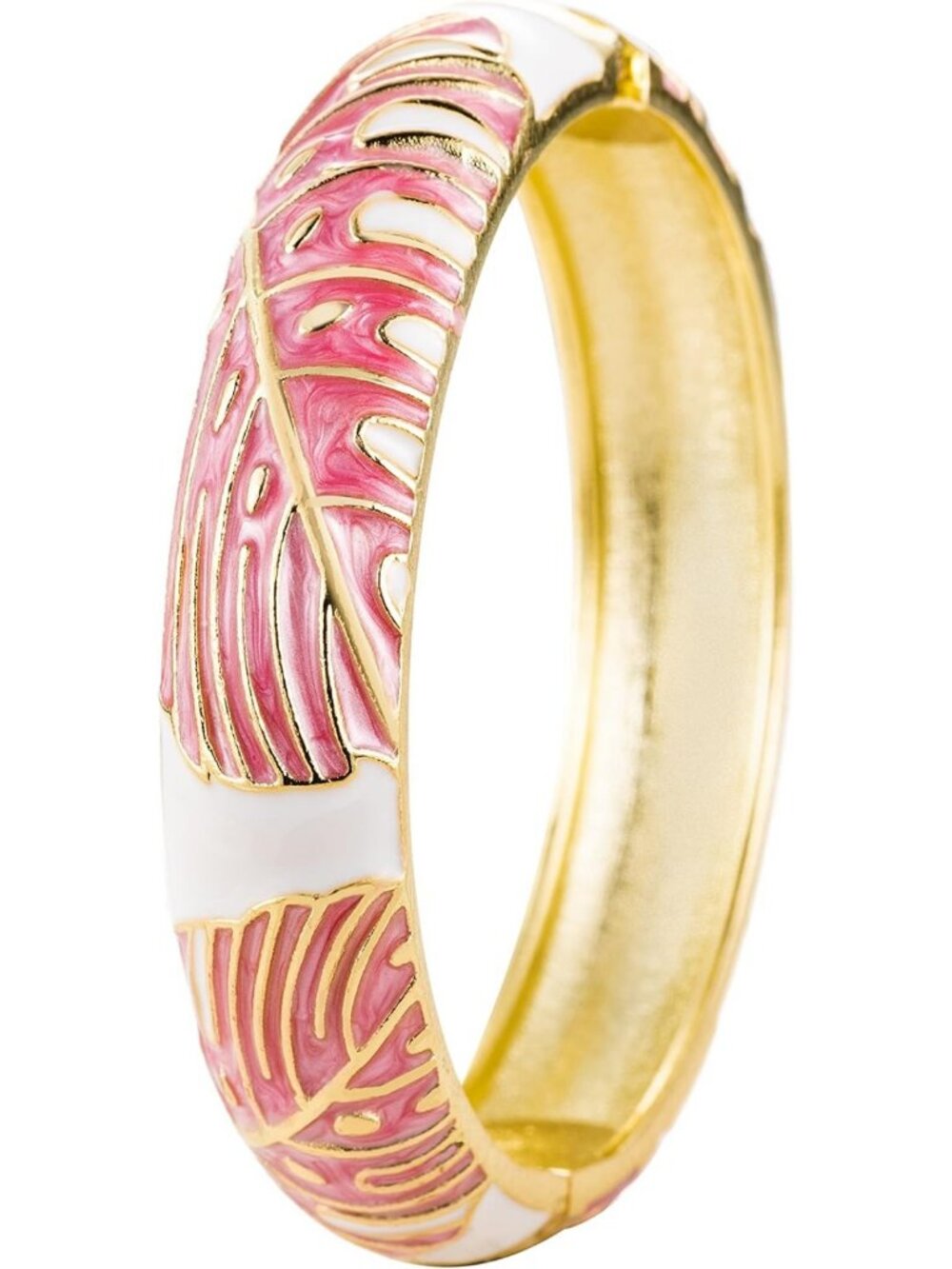 Tropical Monstera Leaf Enamel Bangle Bracelet | Luau Fashion Jewelry Accessory